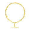 14k Yellow Gold 7 1/5 inch Alternating Oval and Round Chain Bracelet with Toggle