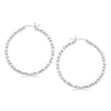 Sterling Silver Rhodium Plated Woven Style Polished Hoop Earrings