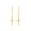 14k Yellow Gold Dangle Cross Earrings