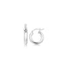 Sterling Silver Thick Polished Hoop Earrings with Rhodium Plating (15mm)