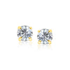 14k Yellow Gold Stud Earrings with White Hue Faceted Cubic Zirconia