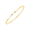 14k Yellow Gold High Polish Diamond Cluster Bangle (2mm)