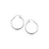 Sterling Silver Rhodium Plated Polished Look Hoop Earrings (25mm)
