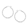 Sterling Silver Faceted Motif Hoop Earrings with Rhodium Plating