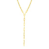 14k Yellow Gold Paperclip Chain Lariat Necklace