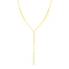 14K Yellow Gold Lariat Necklace with Paperclip Chain Stations