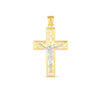 14k Two Tone Gold High Polish Diamond Cut Cross Pendant