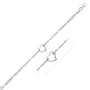 14k White Gold Cable Chain Anklet with Open Heart Station