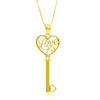 14k Yellow Gold Skeleton Key Style LOVE Pendant