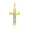 14k Two-Tone Gold Cross with Figure Pendant