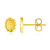 14k Yellow Gold Oval Religious Medallion Post Earrings