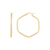14K Yellow Gold Hexagon Hoop Rounded Edge Earrings