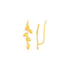 Leafy Branch Motif Climber Earrings in 14k Yellow Gold