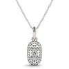 Outer Oval Shaped Two Stone Diamond Pendant in 14k White Gold (5/8 cttw)
