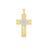 14k Two Tone Gold High Polish Diamond Cut Cross Pendant