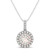 Round Shape Halo Diamond Pendant in 14k White and Rose Gold (1/2 cttw)