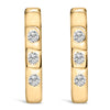10K White Gold 1/10 Cttw Three Stone Lab Grown Diamond Oval Huggies Hoop Earrings
