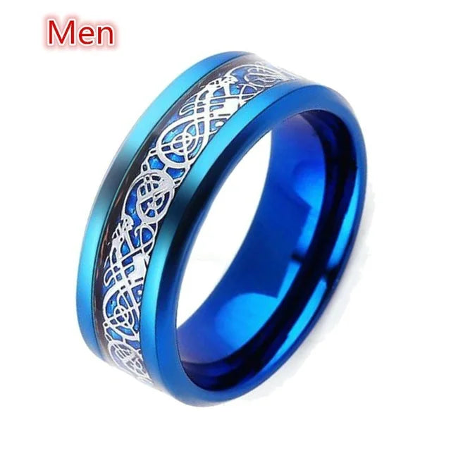 Fashion Blue Dragon Stainless Steel Ring