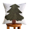 Forest Green Tufted Christmas Tree Pillow Cover