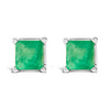 14K White Gold 5x5MM Princess Cut Purple Amethyst Solitaire Stud Earrings