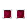 14K White Gold 5x5MM Princess Cut Purple Amethyst Solitaire Stud Earrings