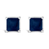 14K White Gold 5x5MM Princess Cut Purple Amethyst Solitaire Stud Earrings