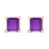 14K White Gold 5x5MM Princess Cut Purple Amethyst Solitaire Stud Earrings