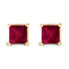 14K White Gold 5x5MM Princess Cut Purple Amethyst Solitaire Stud Earrings