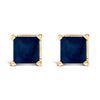 14K White Gold 5x5MM Princess Cut Purple Amethyst Solitaire Stud Earrings