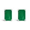 14K White Gold 6x4MM Emerald Shaped Amethyst Solitaire Stud Earrings