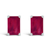 14K White Gold 6x4MM Emerald Shaped Amethyst Solitaire Stud Earrings