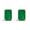 14K White Gold 6x4MM Emerald Shaped Amethyst Solitaire Stud Earrings