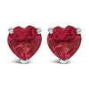 14K White Gold 5MM Heart Cut Purple Amethyst Solitaire Stud Earrings