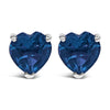14K White Gold 5MM Heart Cut Purple Amethyst Solitaire Stud Earrings