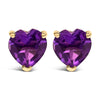 14K White Gold 5MM Heart Cut Purple Amethyst Solitaire Stud Earrings
