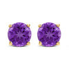 14K White Gold 5X5MM Round Purple Amethyst Solitaire Stud Earrings