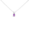 14K White Gold 6x4MM Emerald Cut Purple Amethyst Solitaire Pendant Necklace