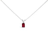 14K White Gold 6x4MM Emerald Cut Purple Amethyst Solitaire Pendant Necklace