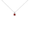 14K White Gold 5x5 MM Square Shaped Purple Amethyst Solitaire Pendant Necklace