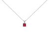 14K White Gold 5x5 MM Square Shaped Purple Amethyst Solitaire Pendant Necklace