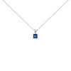 14K White Gold 5x5 MM Square Shaped Purple Amethyst Solitaire Pendant Necklace
