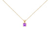 14K White Gold 5x5 MM Square Shaped Purple Amethyst Solitaire Pendant Necklace