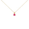 14K White Gold 5x5 MM Square Shaped Purple Amethyst Solitaire Pendant Necklace