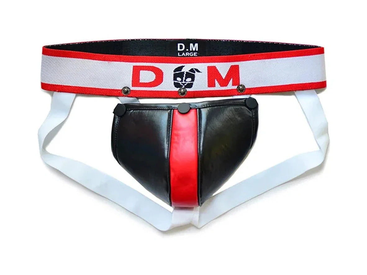 Gay Jockstraps | D.M Sexy Detachable Cup Faux Leather Jockstrap