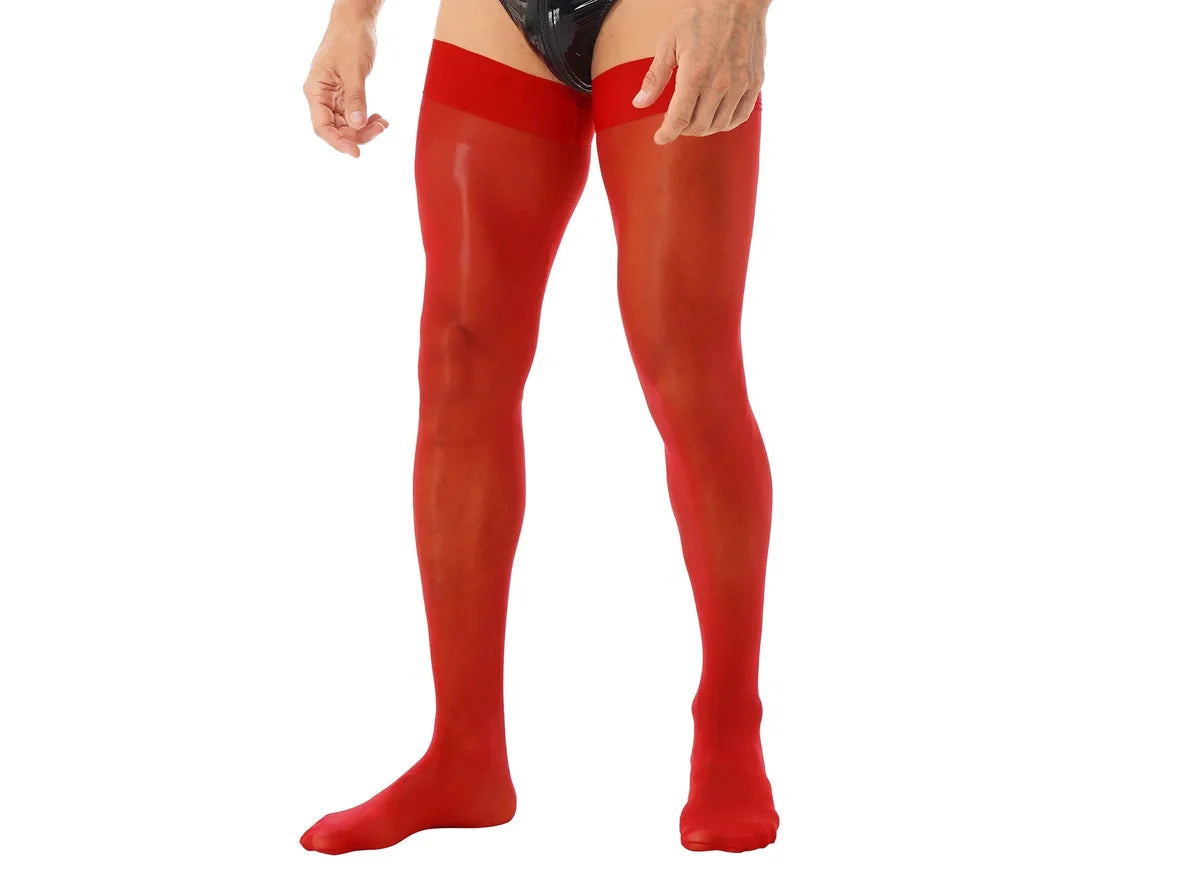 Gay Pantyhose | Shiny Seamless Glossy Thigh High Stockings