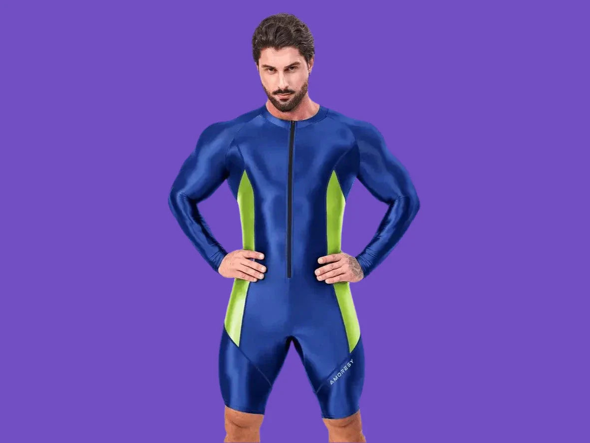 Gay Swim Bodysuits | AMORESY Atticus Series Front Zipper Long-Sleeve Bodysuit