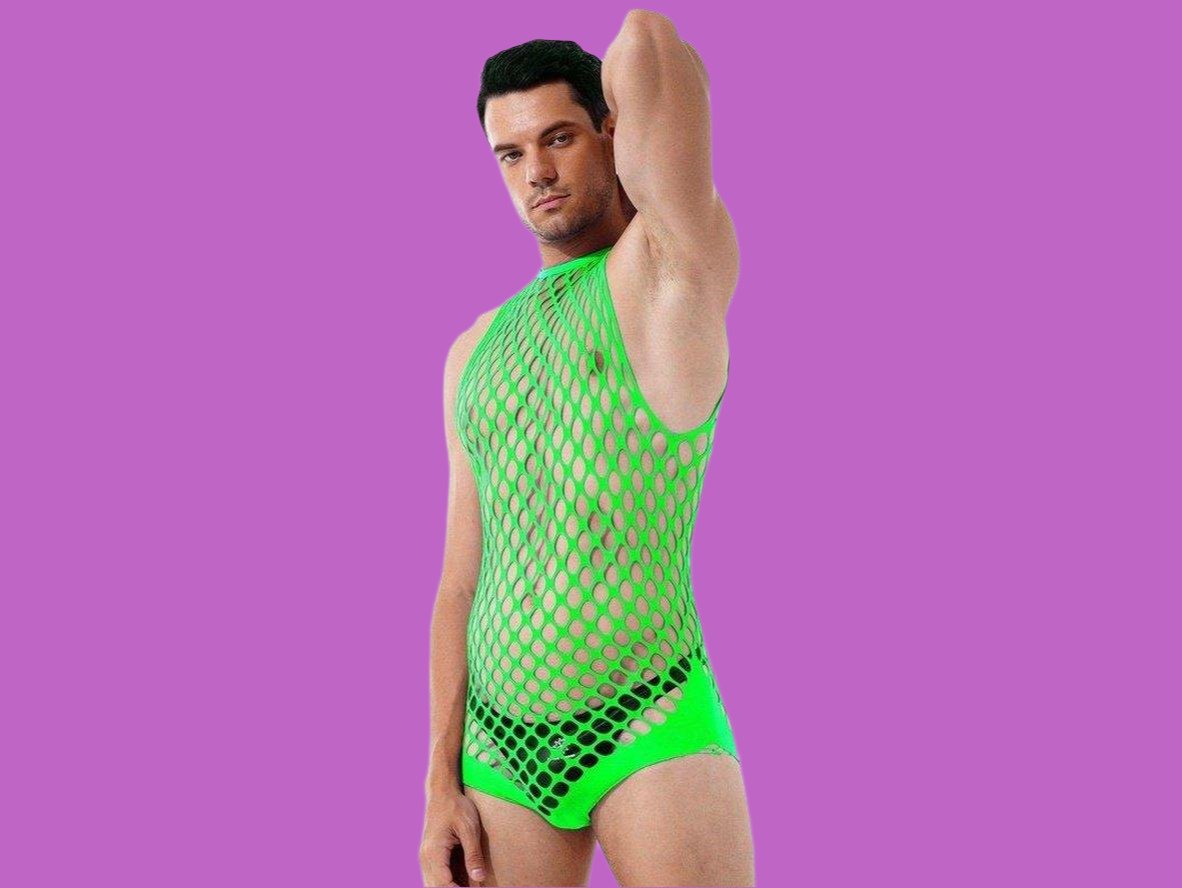 Gay Swim Bodysuits | Netted Sleeveless Bodysuit
