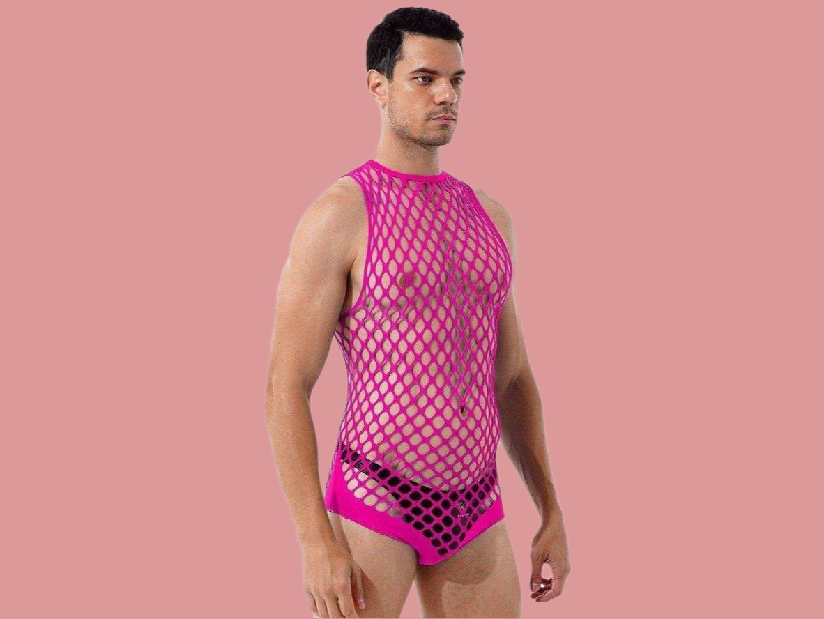 Gay Swim Bodysuits | Netted Sleeveless Bodysuit