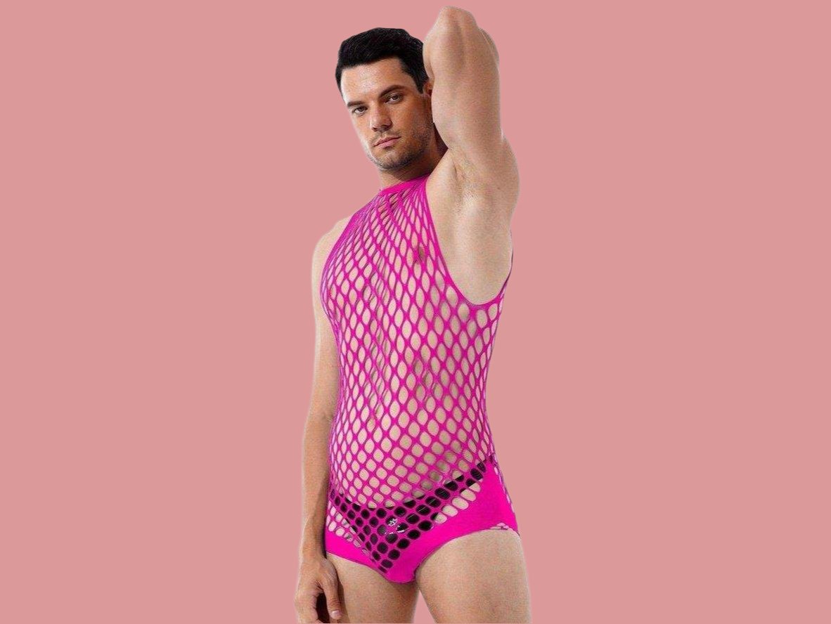Gay Swim Bodysuits | Netted Sleeveless Bodysuit