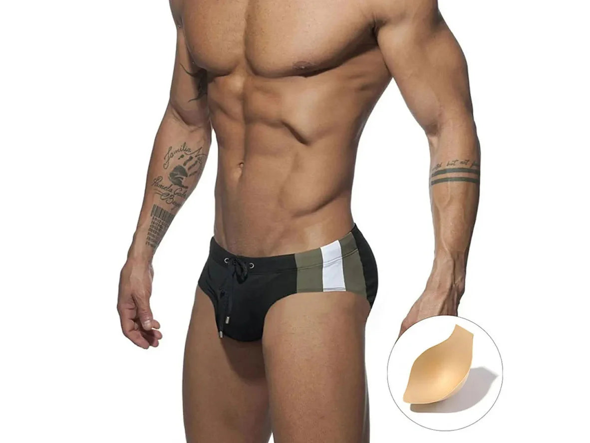 Gay Swim Briefs | Athletic Stripe Sport Swim Briefs